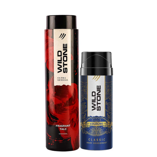 Pushpa 2 x Wild Stone Classic Cologne Deodorant (225 Ml) + Wild Stone Ultra Sensual Talc (100 gm)