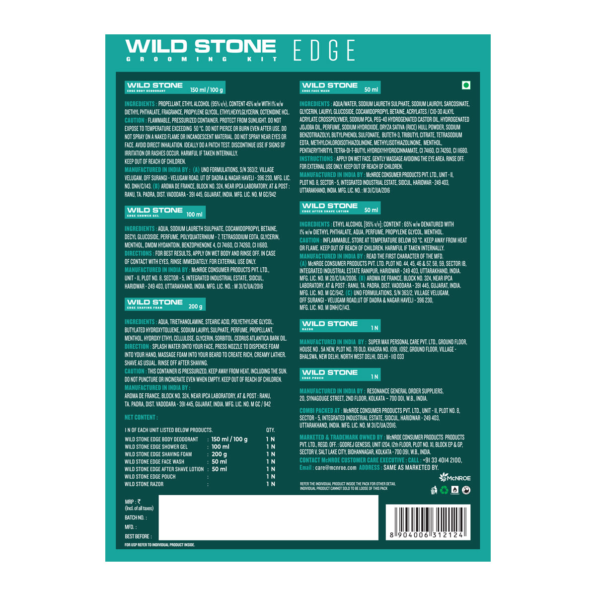 Wild Stone Edge Grooming Kit