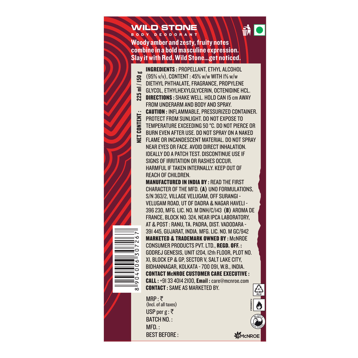 Wild Stone Red Deodorant, 225ml