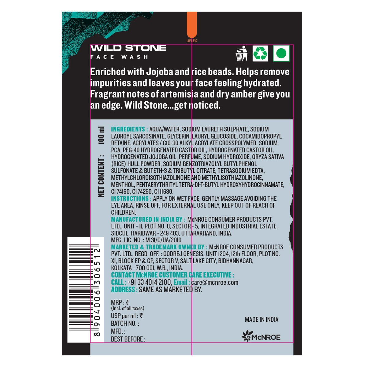 Wild Stone Edge Face Wash, Pack of 2 (100ml each)