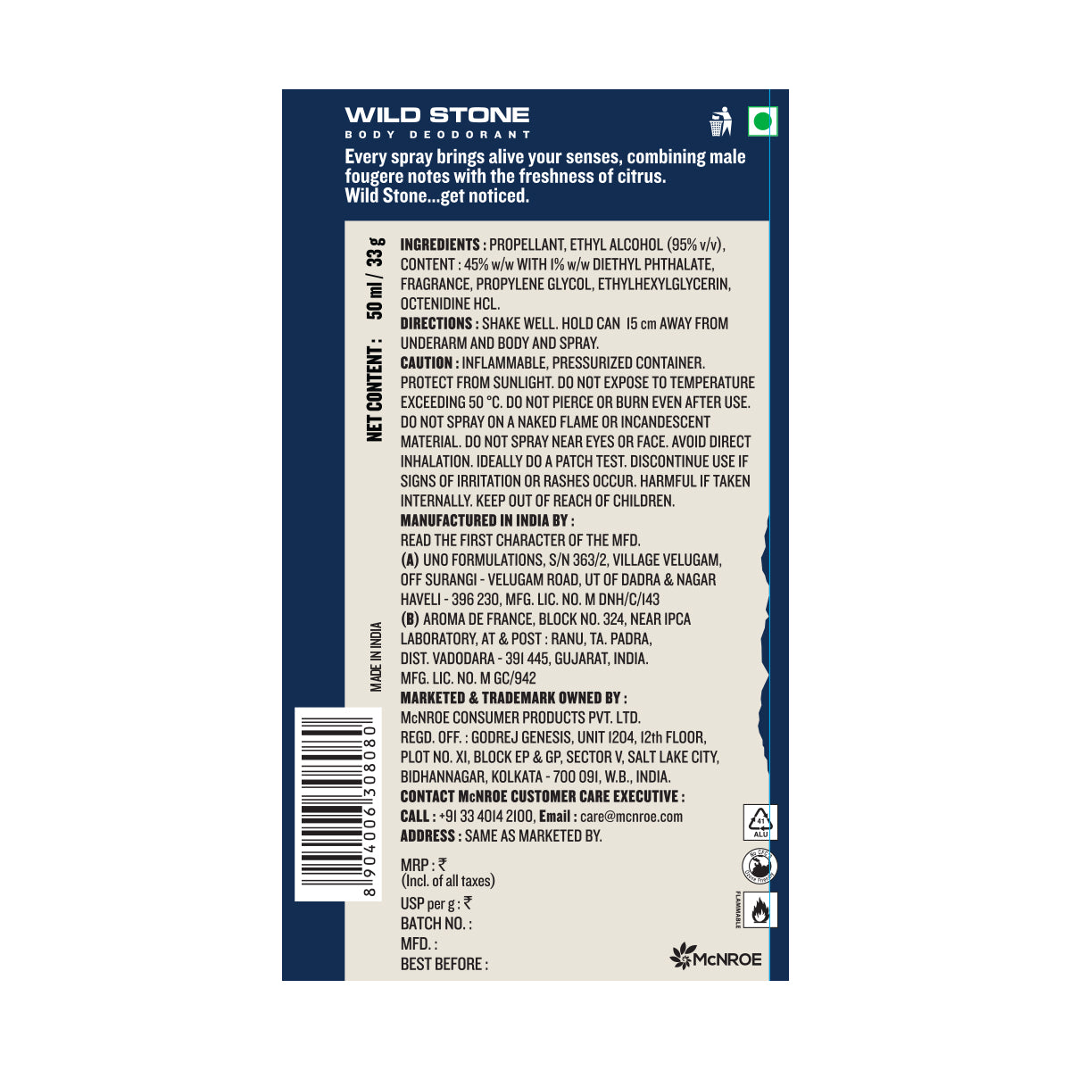 Wild Stone legend Deodorant Spray (50ml each) - For Men (pack of 3)