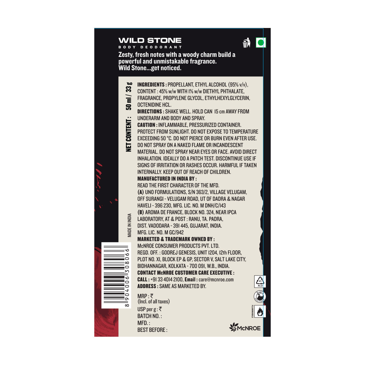 Wild Stone legend and ultra sensual Travel Pack Deodorant, Pack of 2 (50ml each)