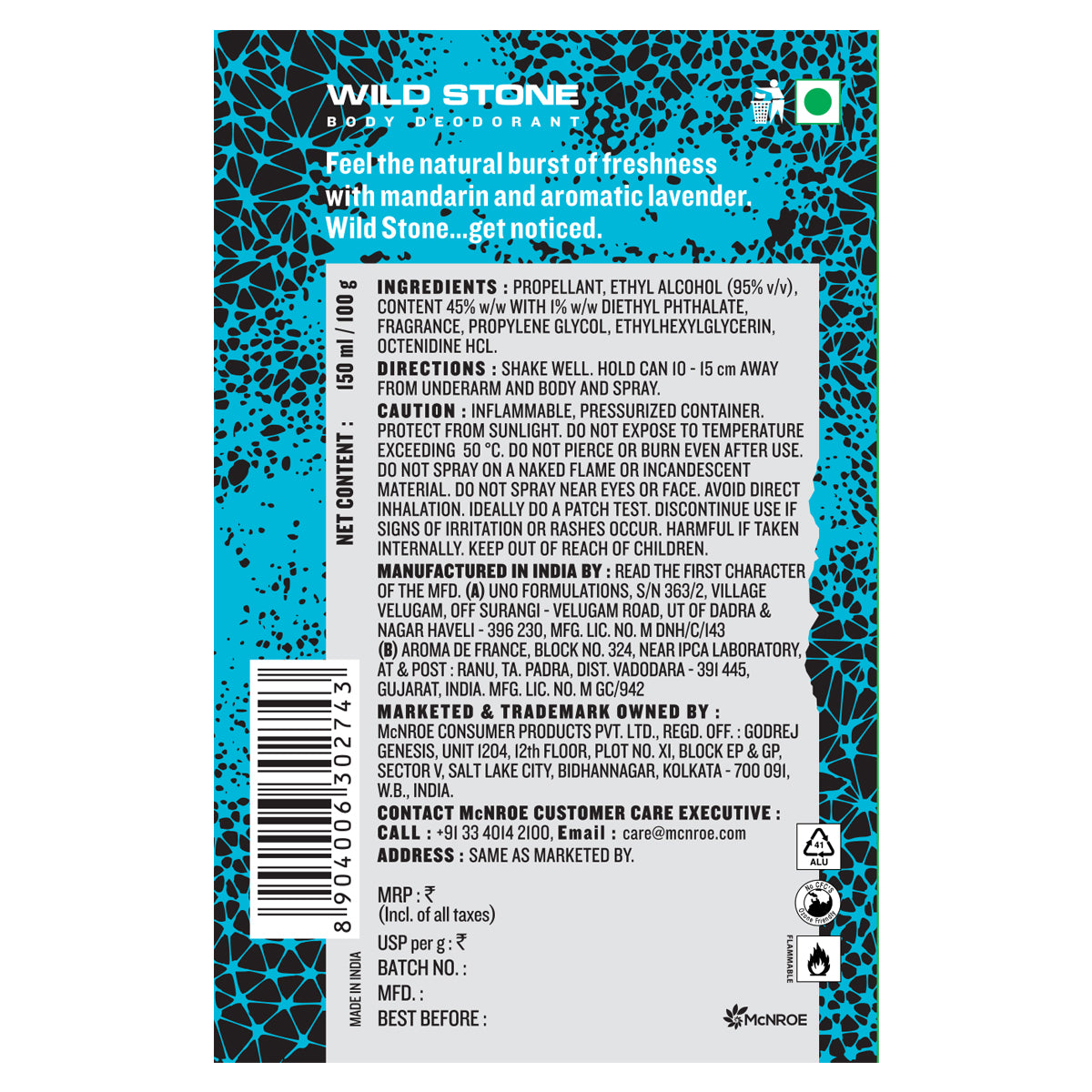 Wild Stone Hydra Energy Deodorant, 150ml