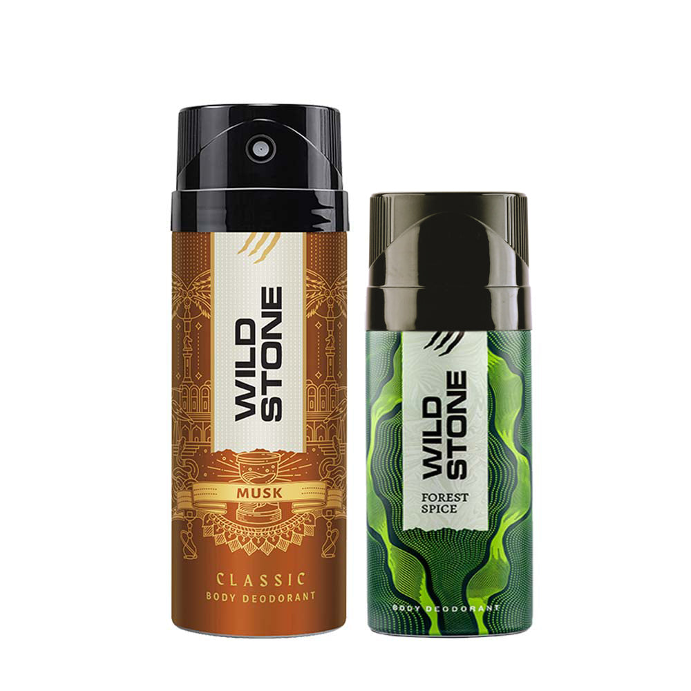 Classic Musk Deodorant (225ml) & Forest Spice Deodorant (150ml), Combo Pack of 2