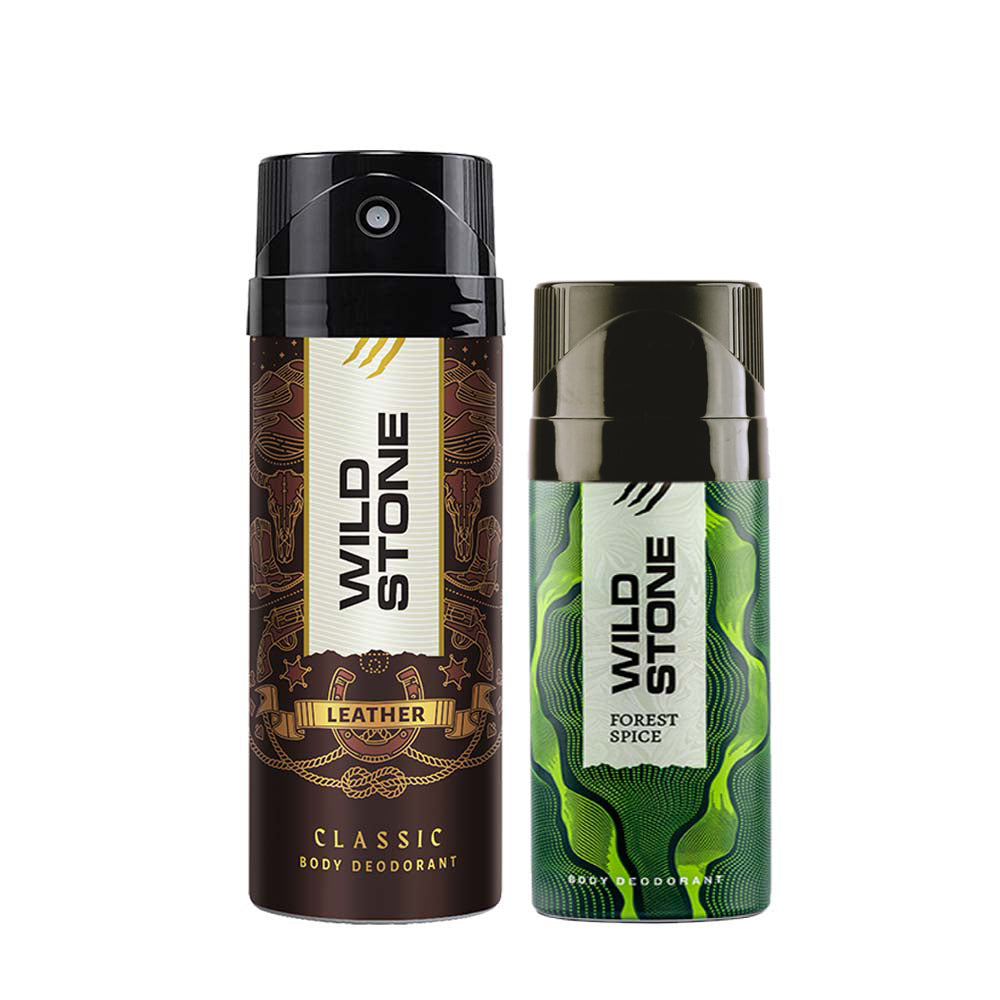 Wild Stone Classic Leather 225ml & Forest Spice Deodorant 150ml , Pack of 2
