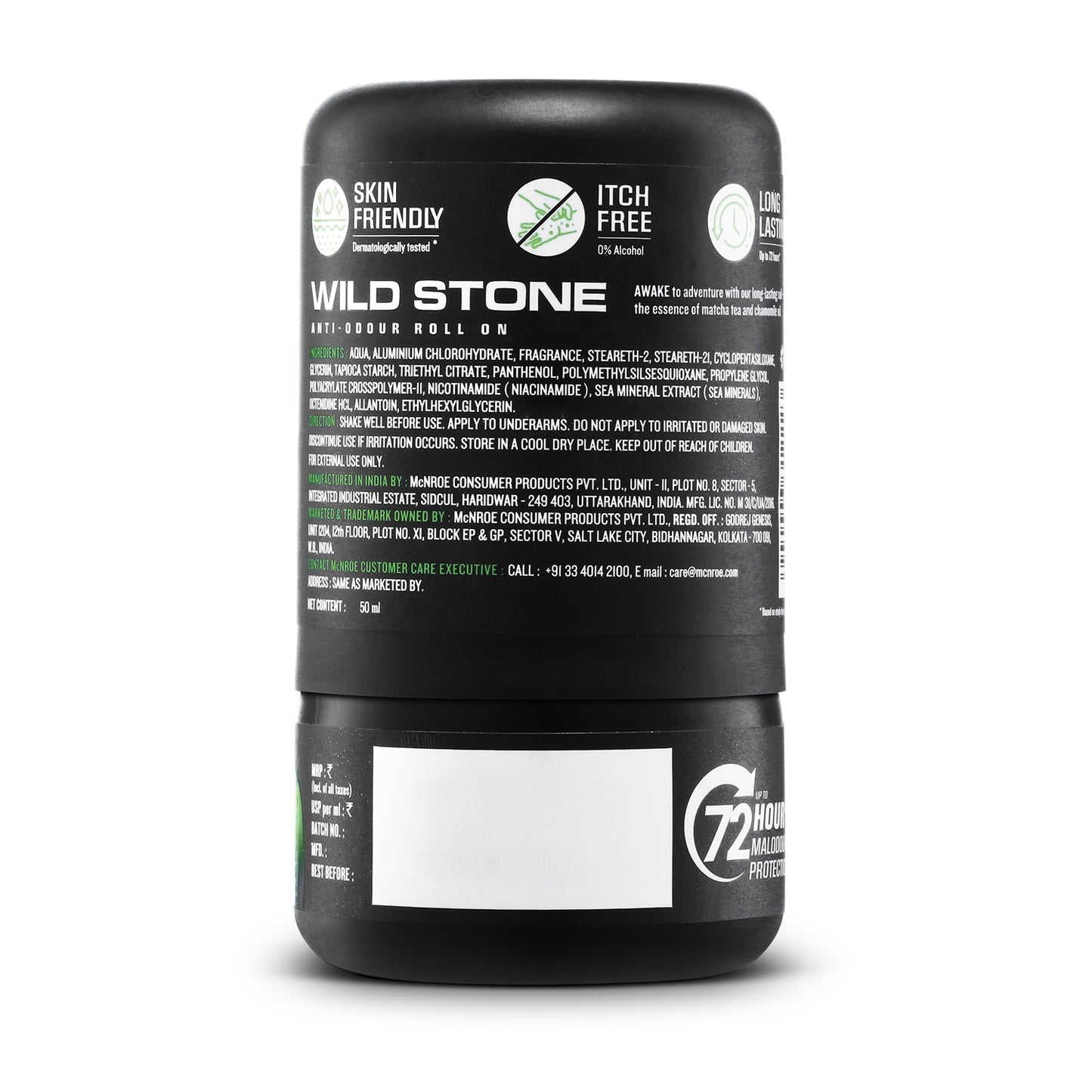 Wild Stone Awake Anti-Odour Roll On For Men, 50ml | Up to 72-Hour Odour Control | Enriched with Matcha tea and chamomile tea |Skin Friendly & Itch Free Deodorant Roll On | Long-Lasting Freshness