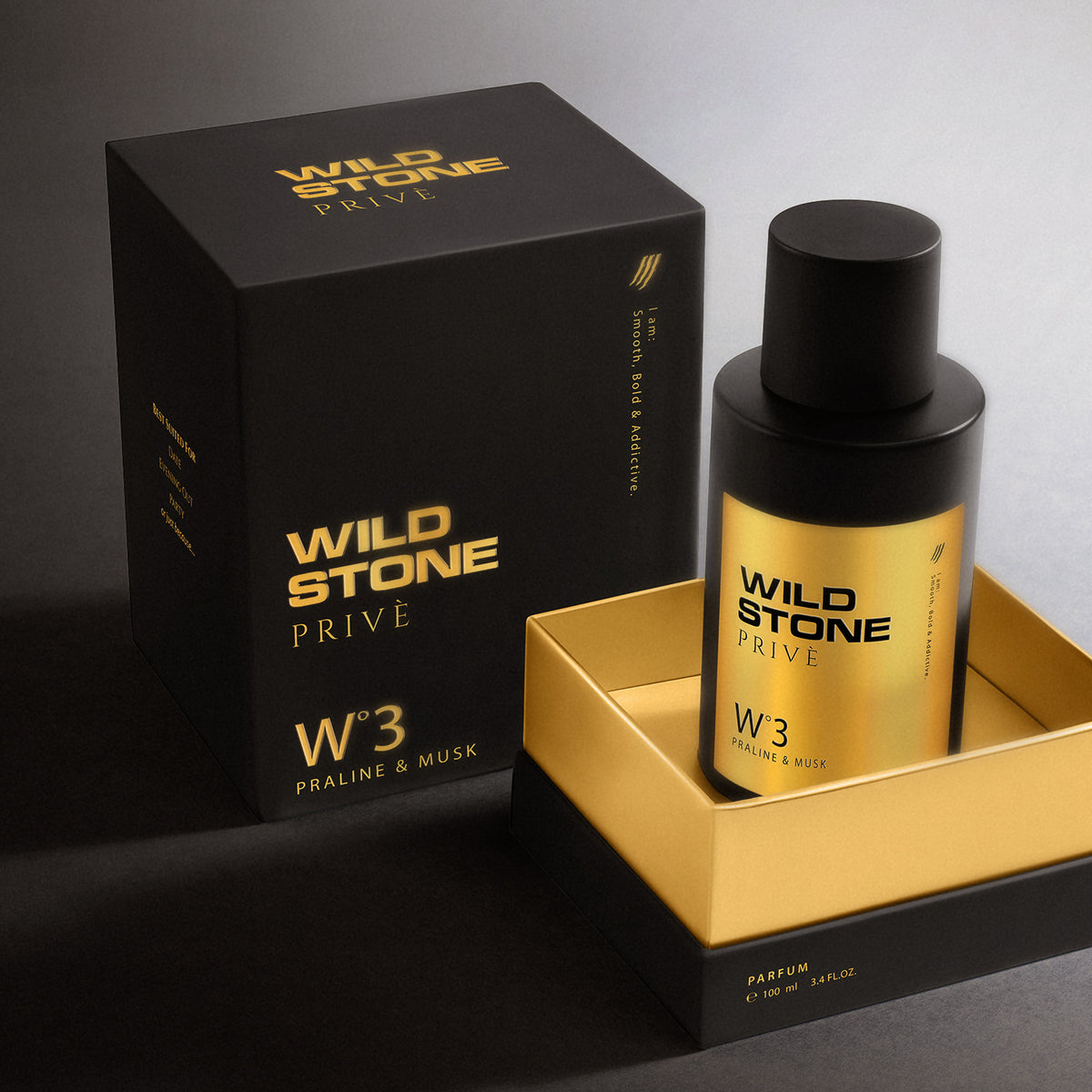Wild Stone Prive W°3  Wild Stone W3 Praline & Musk Parfum for Men 100ml | Luxury Long Lasting Fragrance | Warm, Vanilla & Gourmand Fragrance | Premium Men's Perfume