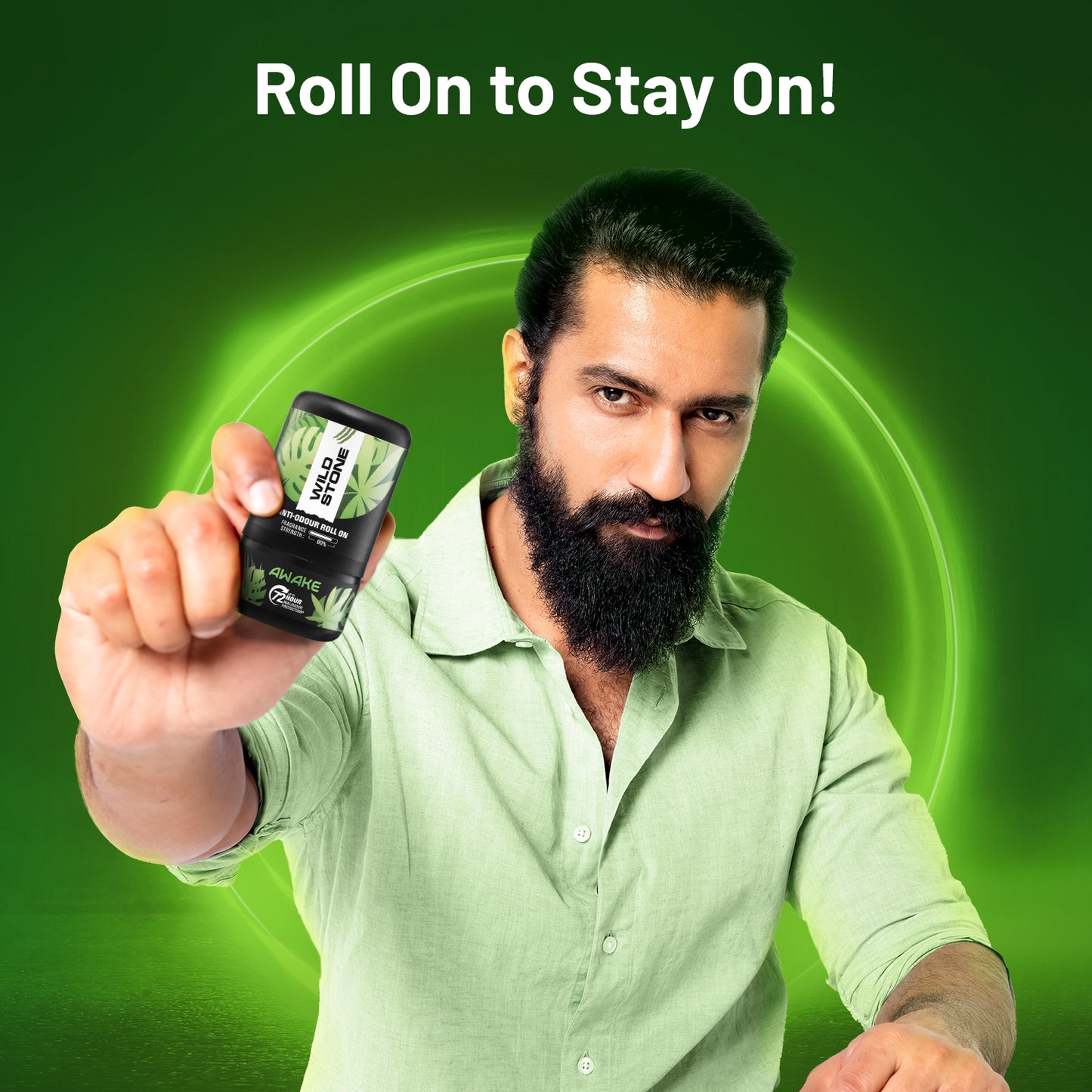 Wild Stone Awake Anti-Odour Roll On For Men, 50ml | Up to 72-Hour Odour Control | Enriched with Matcha tea and chamomile tea |Skin Friendly & Itch Free Deodorant Roll On | Long-Lasting Freshness