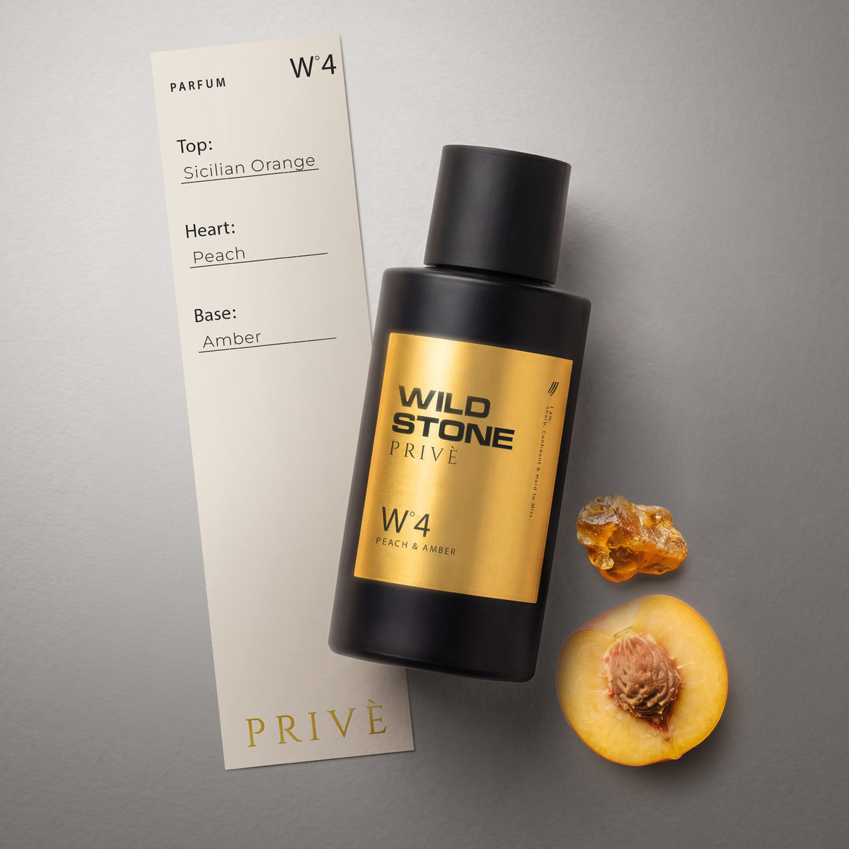 Wild Stone Prive W°4  Peach & Amber Parfum for Men 100ml | Luxury Long Lasting Perfume | Citrus, Fruity & Fresh Fragrance | Premium Men's Perfume