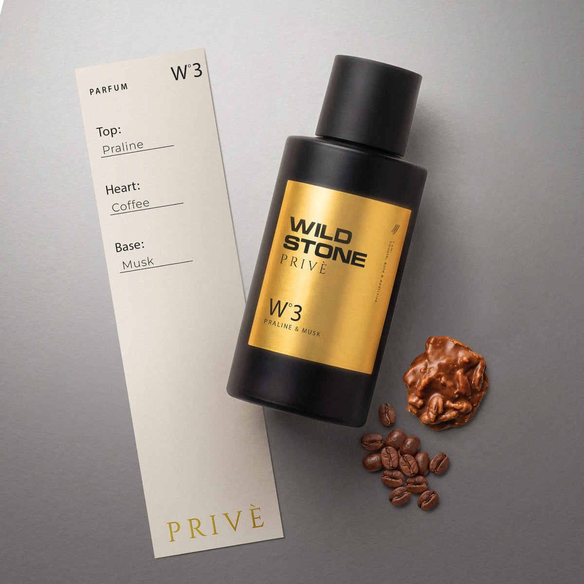 Wild Stone Prive W°3  Wild Stone W3 Praline & Musk Parfum for Men 100ml | Luxury Long Lasting Fragrance | Warm, Vanilla & Gourmand Fragrance | Premium Men's Perfume