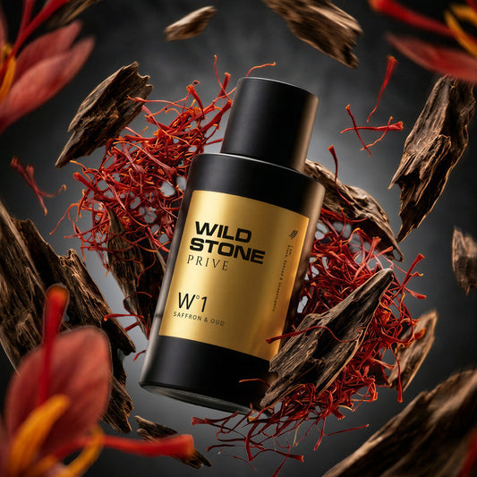 Wild Stone Prive W°1 Saffron & Oud Parfum for Men 100ml | Luxury Long Lasting Perfume | Rich, Oud & Woody Fragrance | Premium Men's Perfume