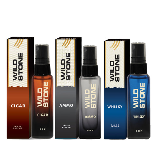 Wild Stone Perfume Combo Set of Whisky, Cigar and Ammo Perfume for Men, Pack of 3 (8ml each)