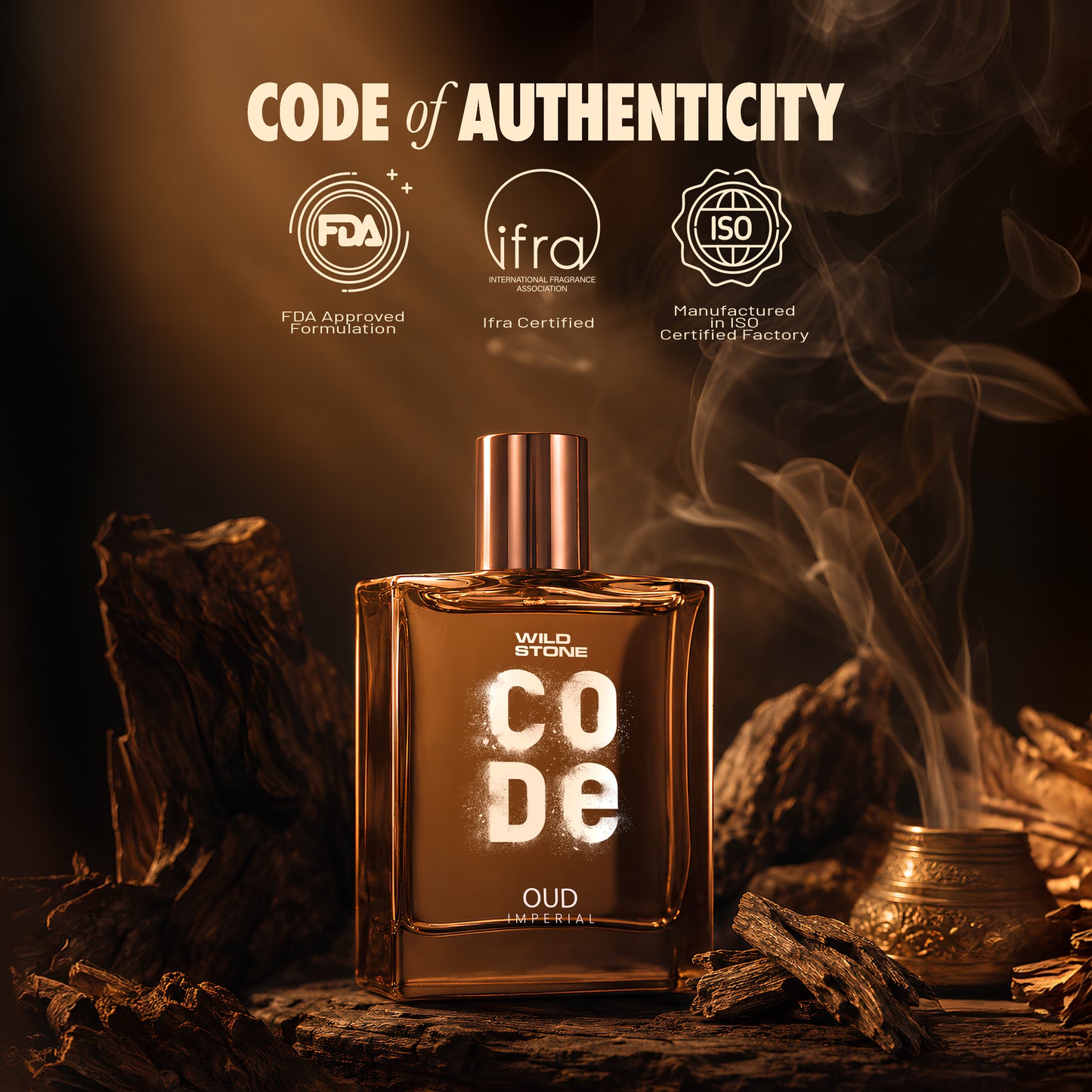 Wild Stone CODE Oud Imperial 100ml | Eau De Parfum for Men | Luxury Oud Perfume