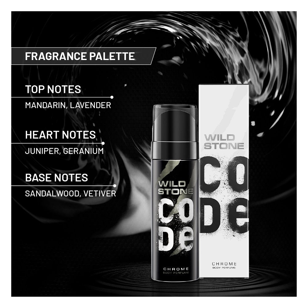 CODE Chrome & Steel Body Perfume for Men, 120 ml each
