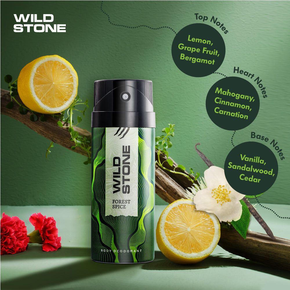 Wild Stone Note Wild Stone Classic Leather 225ml & Forest Spice Deodorant 150ml , Pack