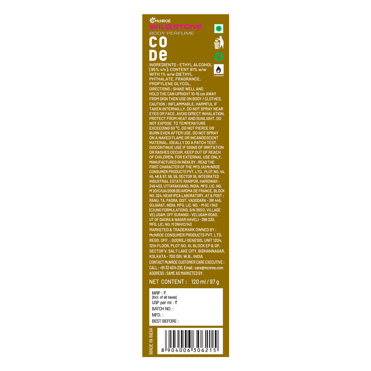 CODE Gold Body Perfume 120 ml