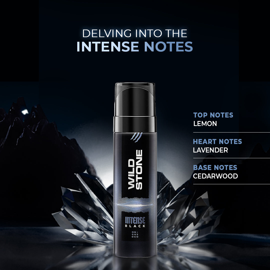 Wild Stone Intense Black and Trance No Gas Deodorant Gift Set for Men, Pack of 3 (150ml each)