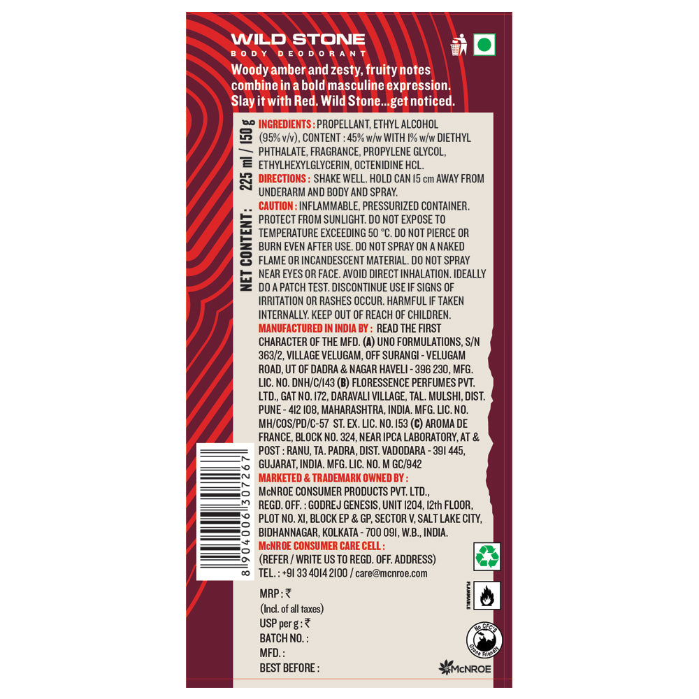 Wild Stone Red Deodorant, 225ml