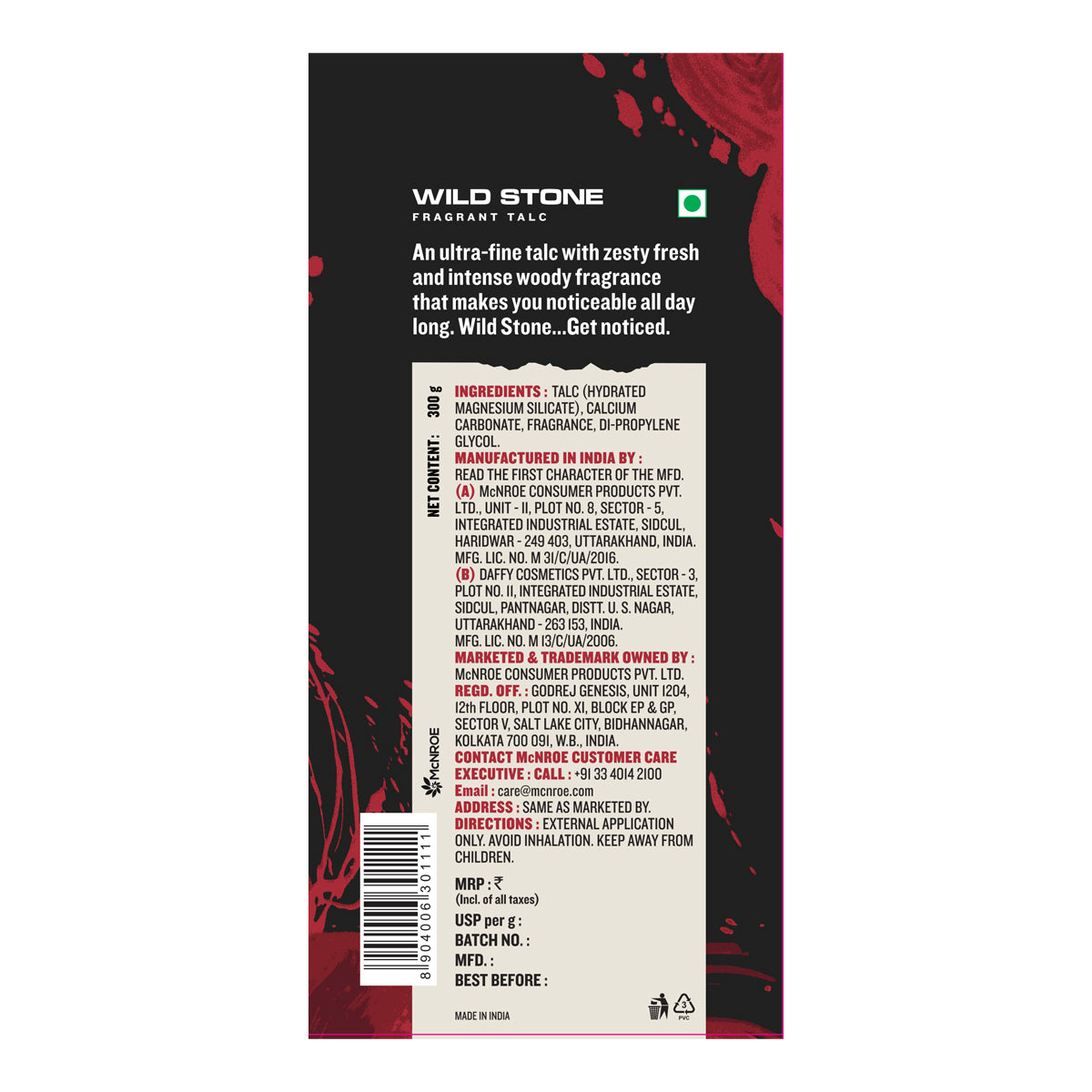 Wild Stone Ultra Sensual Talc, 300gm