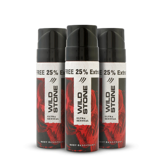 Wild Stone Ultra Sensual Deodorant Spray (50ml each) - For Men (pack of 3)