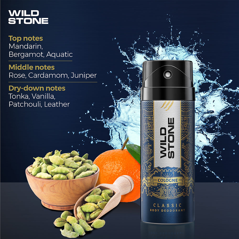 Wild Stone Classic Cologne 225ml & Forest Spice Deodorant 150ml , Pack of 2