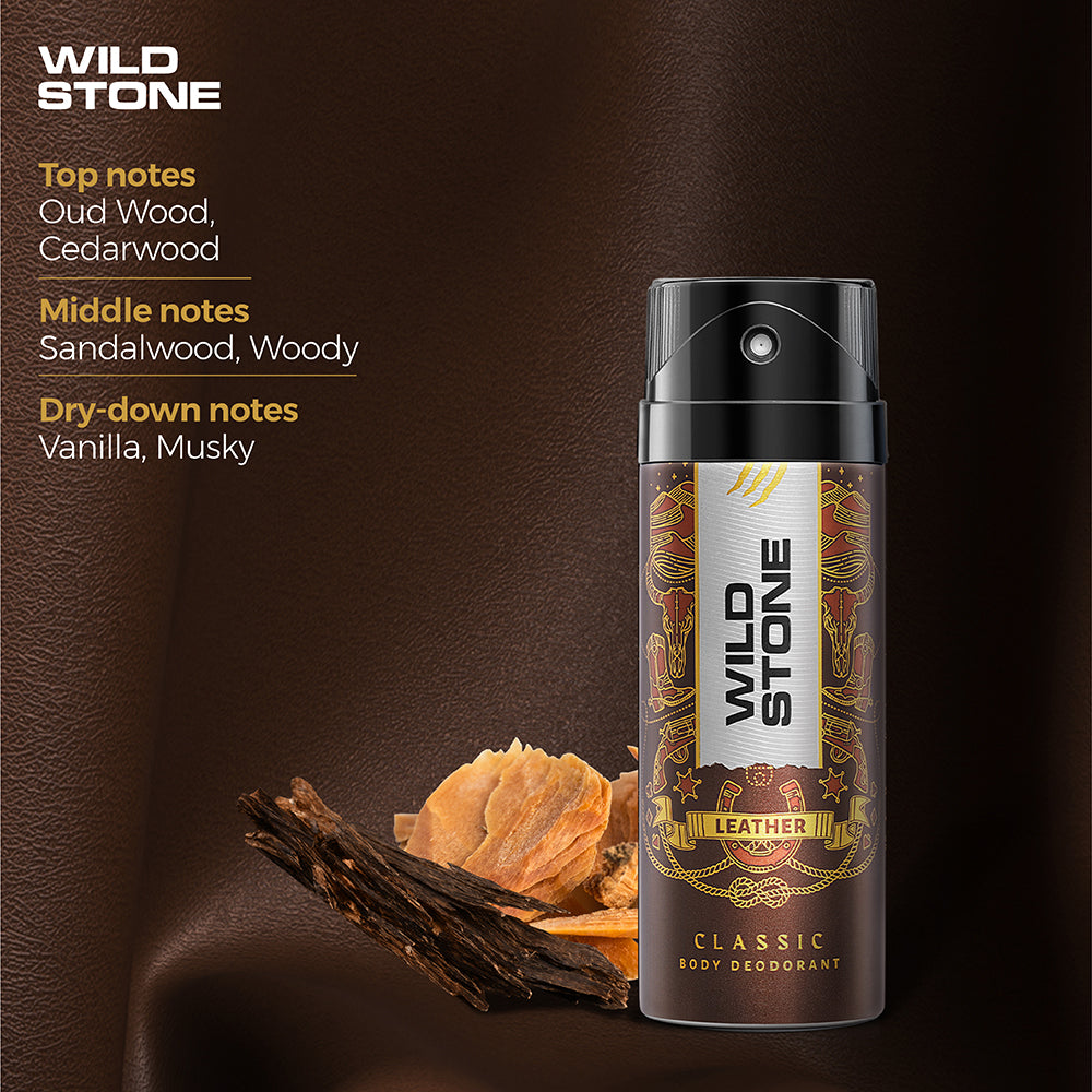 Wild Stone Classic Leather 225ml & Edge Deodorant 150ml , Pack of 2