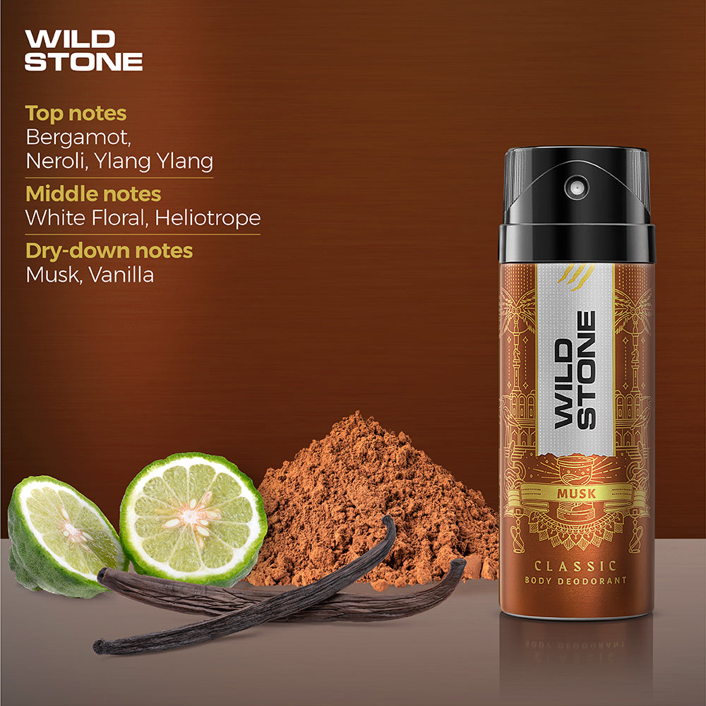 Classic Musk Deodorant (225ml) & Forest Spice Deodorant (150ml), Combo Pack of 2