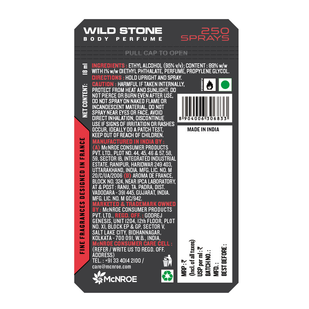 Wild Stone Blast, Charge and Fresh Pocket Perfume Pack of 3 (18ml each)