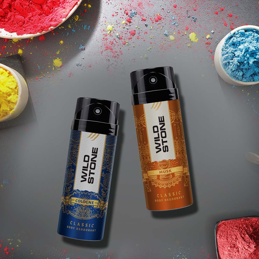 Holi Combo for Men (Classic Cologne, 225 ml & Musk Deodorant, 225 ml)