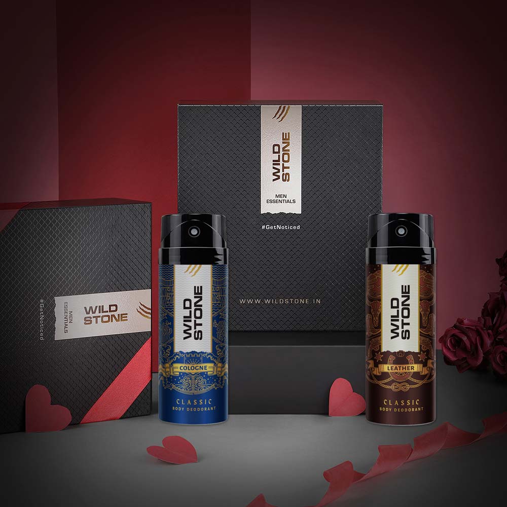 Wild stone Gift Box with Cologne and Leather Deodorant for Men, 225ml each