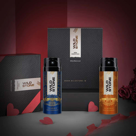 Wild stone Gift Box with Cologne and Musk Deodorant for Men, 225ml each