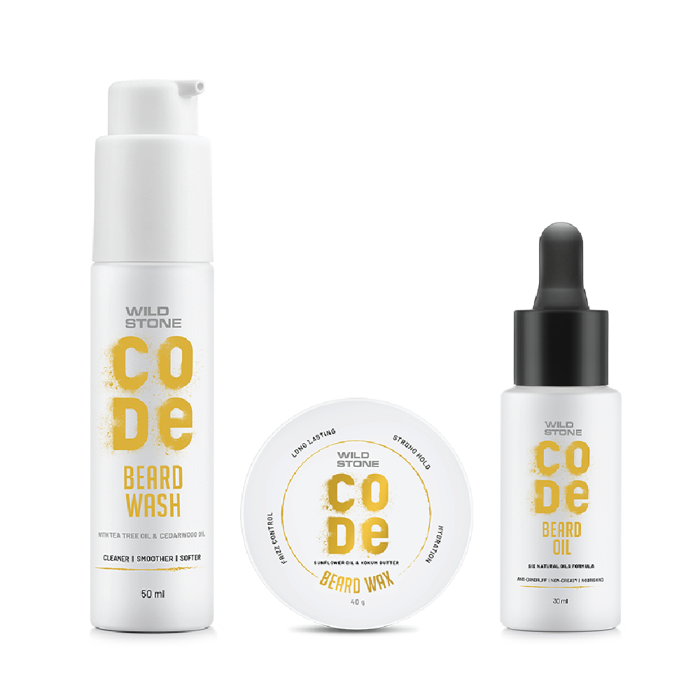 CODE Beard Care Combo for Men with Beard Growth Oil, Anti Dandruff Beard Wash and Beard Styling Wax
