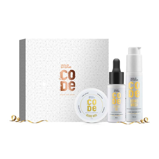 CODE Gift Pack Combo for Men, Beard Wash 50 ml, Beard Oil 30 ml & Beard Wax 40 gm