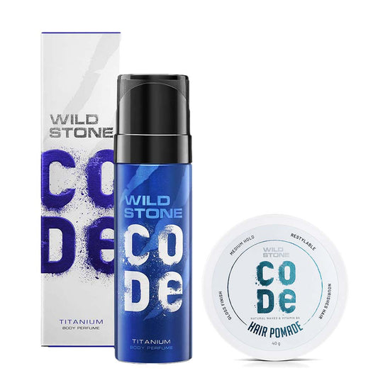 CODE Titanium Body Perfume 120ml & Hair Pomade 40gm, Pack of 2
