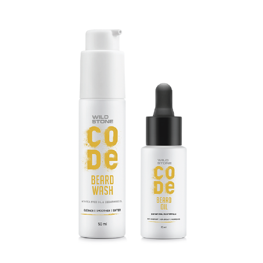 CODE Beard Care Combo for Men with Growth Oil 30ml and Anti Dandruff Beard Wash 50ml