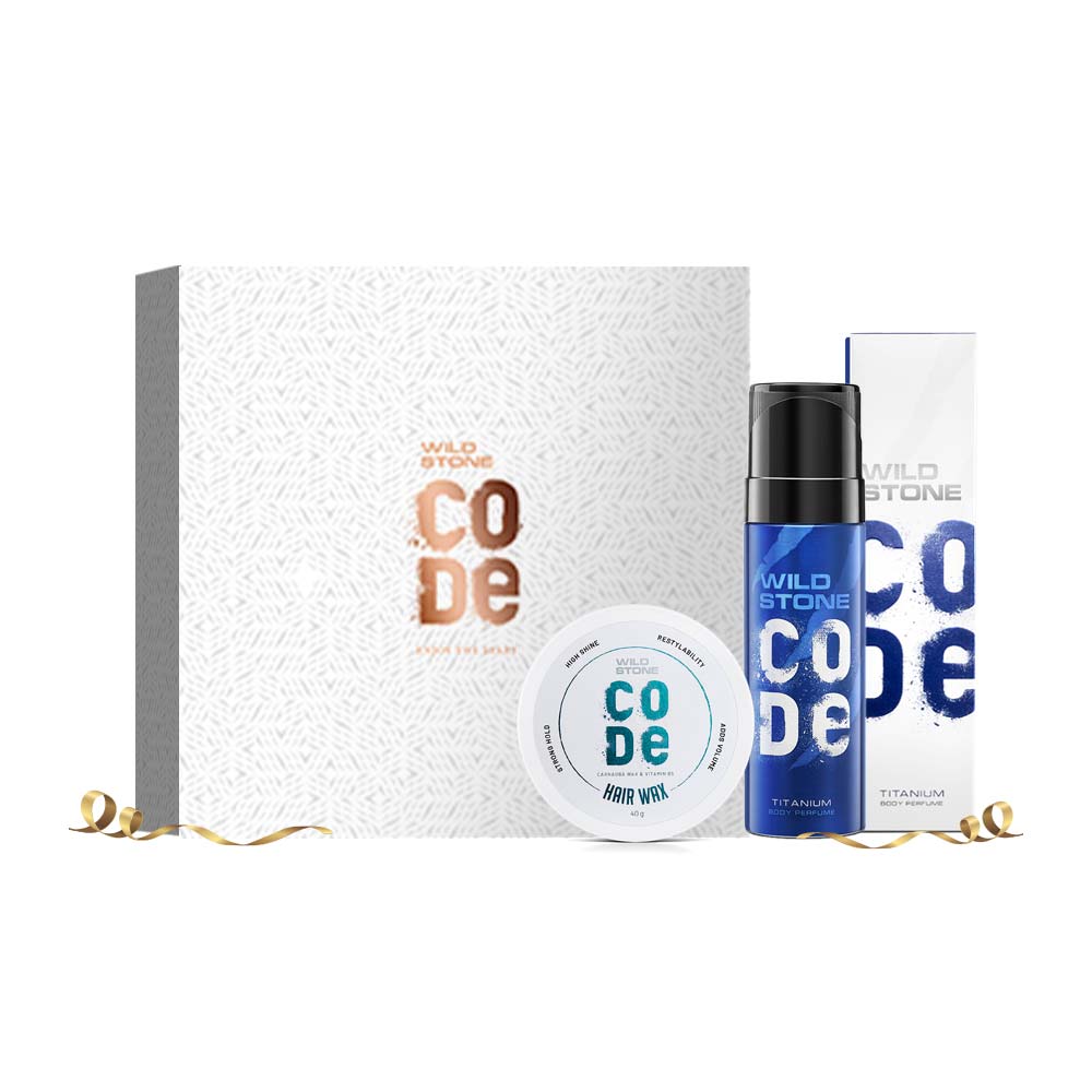 CODE Gift Pack for Men, Titanium Body Perfume 120 ml & Hair Wax 40 gm