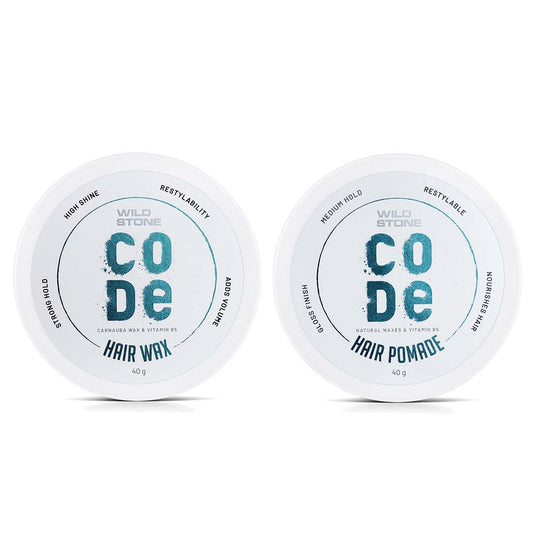 CODE Hair Styling Combo for Men, Hair Wax & Pomade 40gm Each