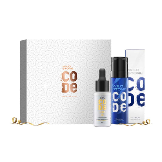 CODE Gift Pack for Men, Titanium Body Perfume 120 ml & Beard Oil 30 ml