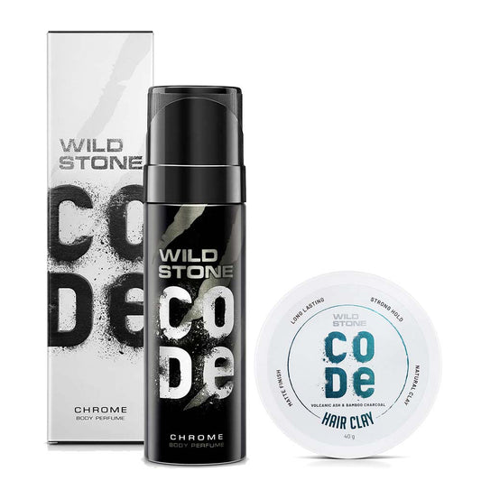 CODE Chrome Body Perfume 120 ml & Hair Clay 40 gm, Pack of 2