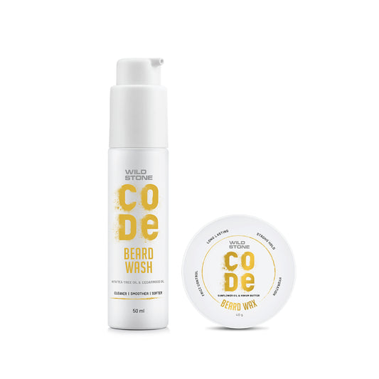 CODE Beard Care Combo for Men with Anti Dandruff Beard Wash 50ml & Beard Wax 40gm