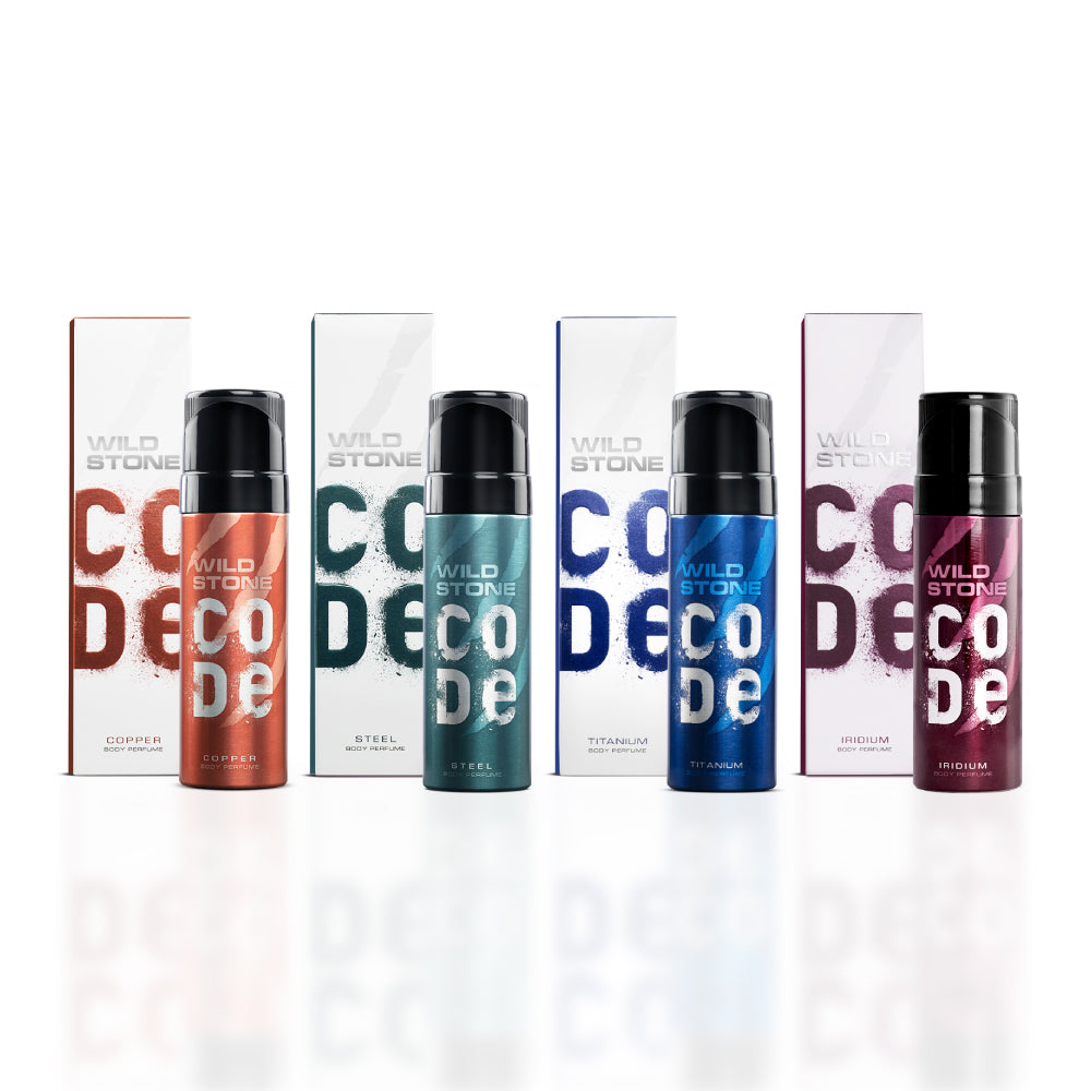 CODE Body Perfume Travel Pack 40 ml each (Titanium, Iridium, Steel & Copper)
