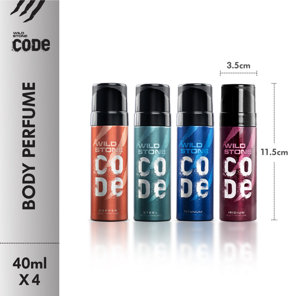CODE Body Perfume Travel Pack 40 ml each (Titanium, Iridium, Steel & Copper)