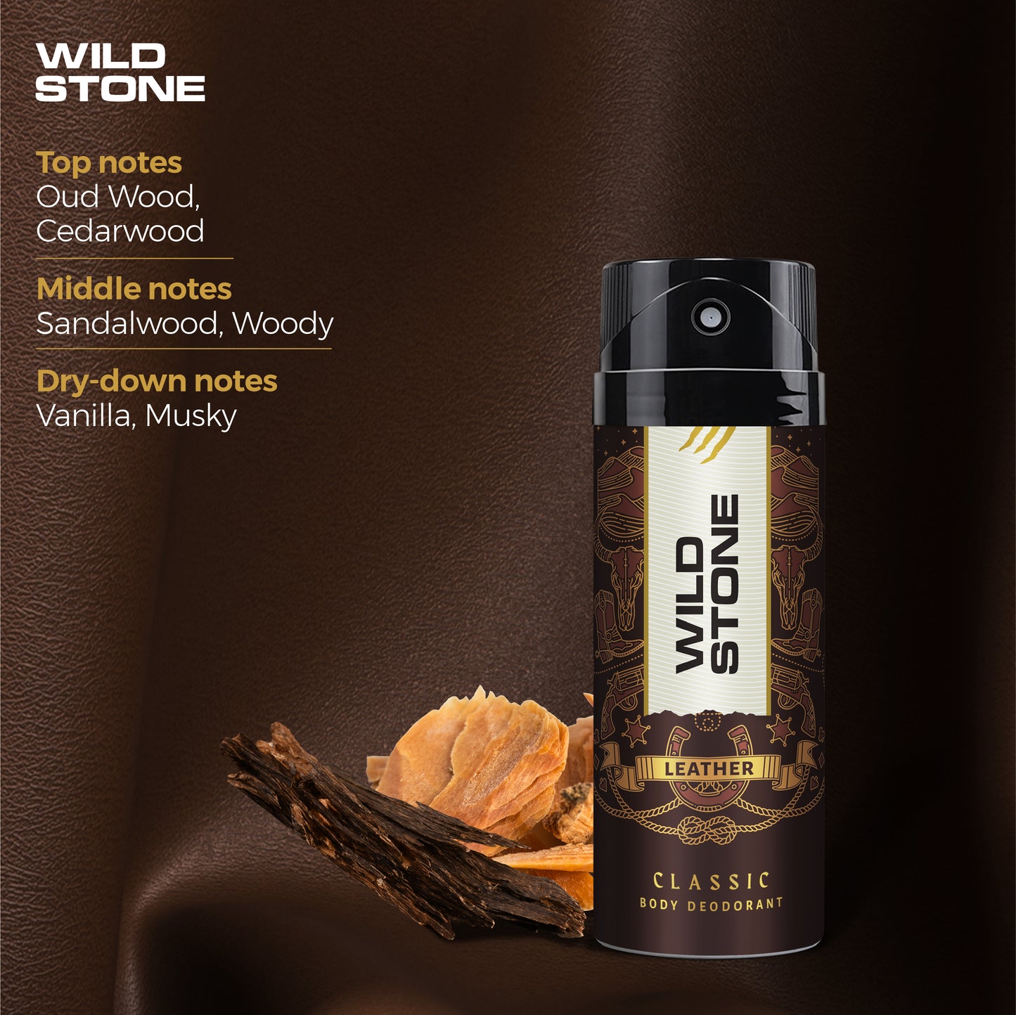 Wild Stone Classic Leather Deodorant, Pack of 2 (225ml each)