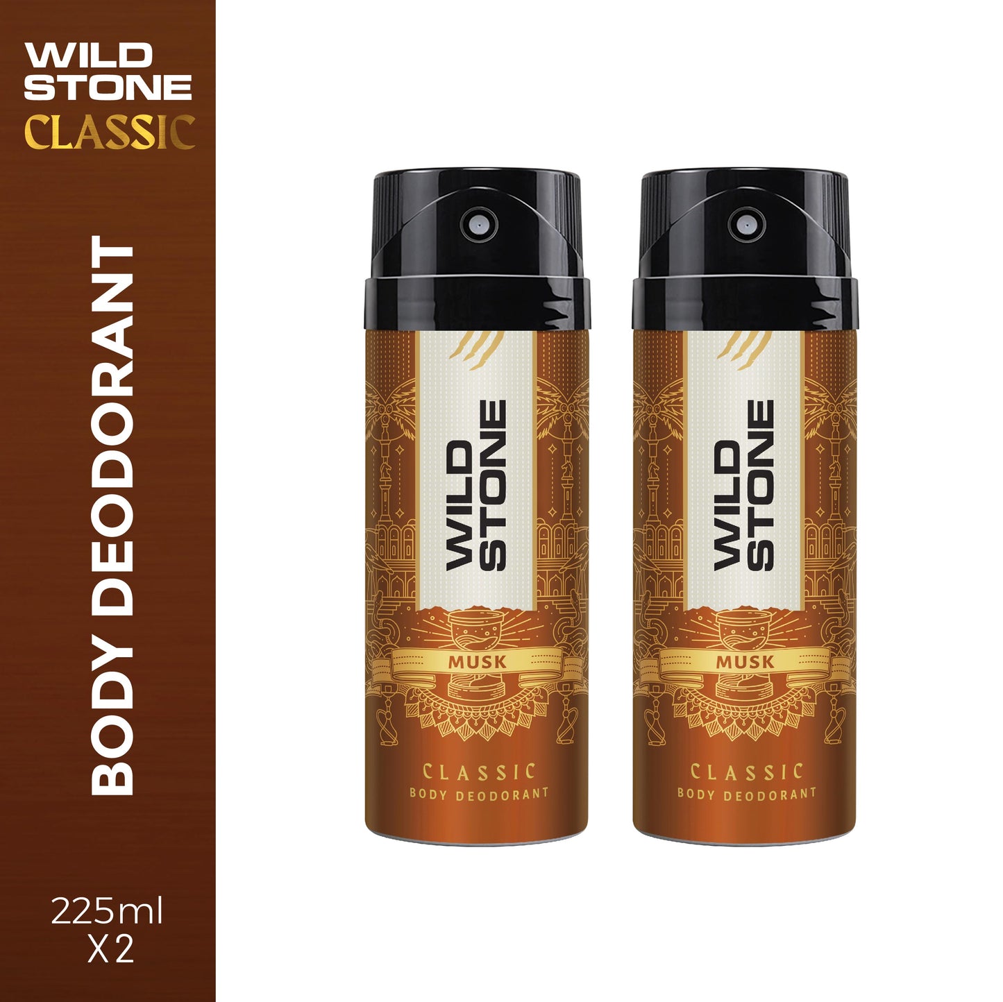 Wild Stone Classic Musk Deodorant, Pack of 2 (225ml each)