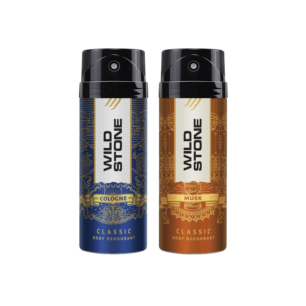 Wild Stone Classic Cologne and Musk Deodorant Combo, Pack of 2 (225ml each)