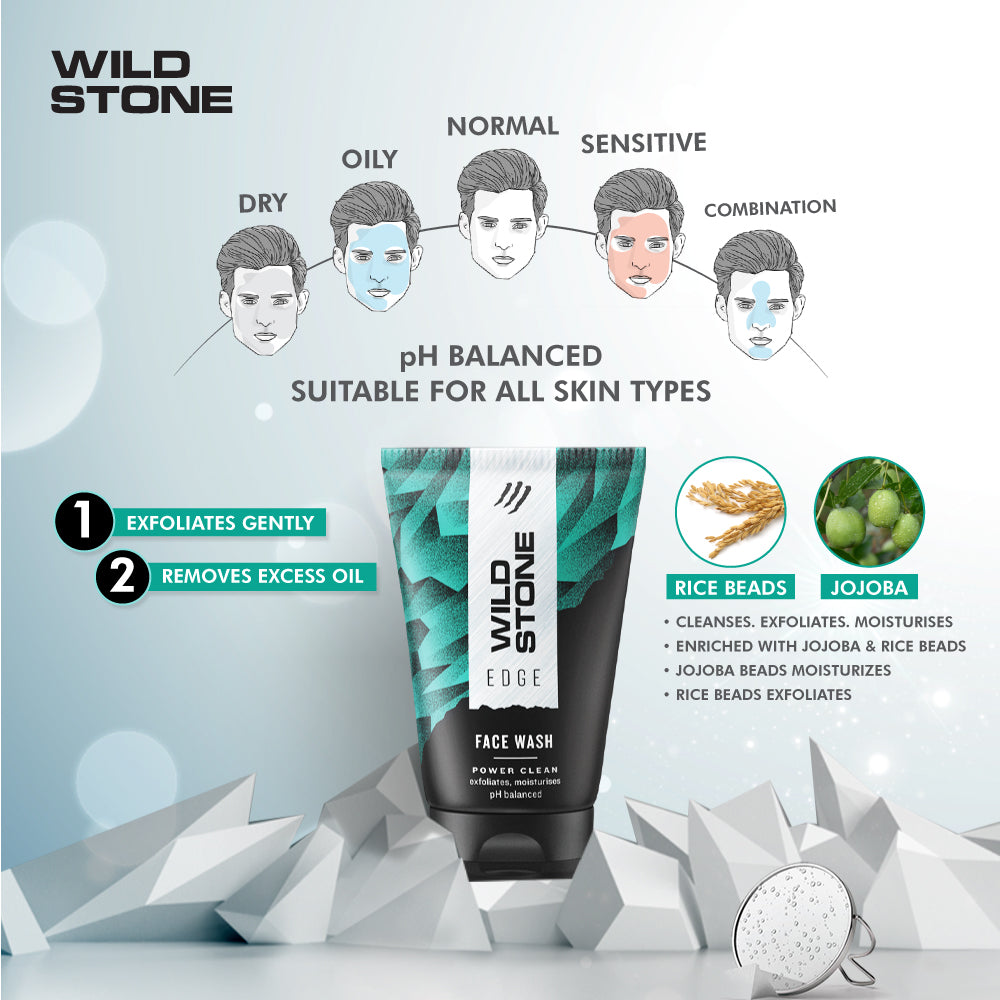 Wild Stone Edge Face Wash, Pack of 3 (100ml each)